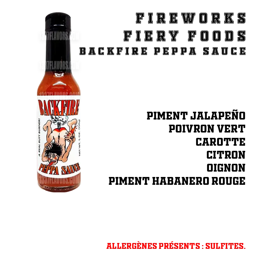 Backfire Peppa Sauce Fireworks Fiery Foods