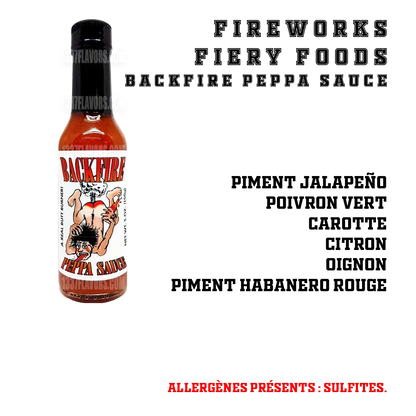 Backfire Peppa Sauce Fireworks Fiery Foods