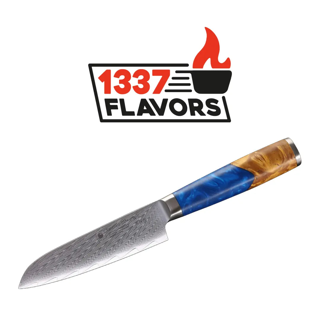 Katahiro Zen - Couteau Santoku Damas 5" - Acier Japonais VG10 67 Couches - 1337 Flavors