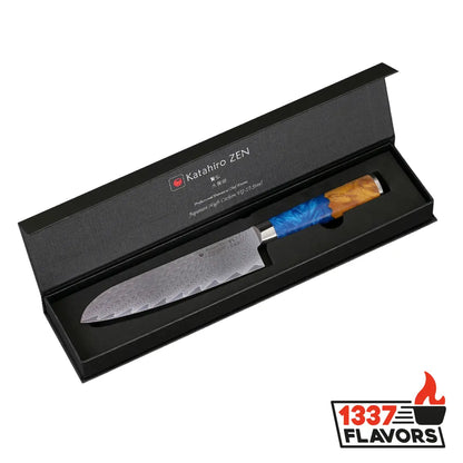 Katahiro Zen - Couteau Santoku Damas 5" - Acier Japonais VG10 67 Couches - 1337 Flavors