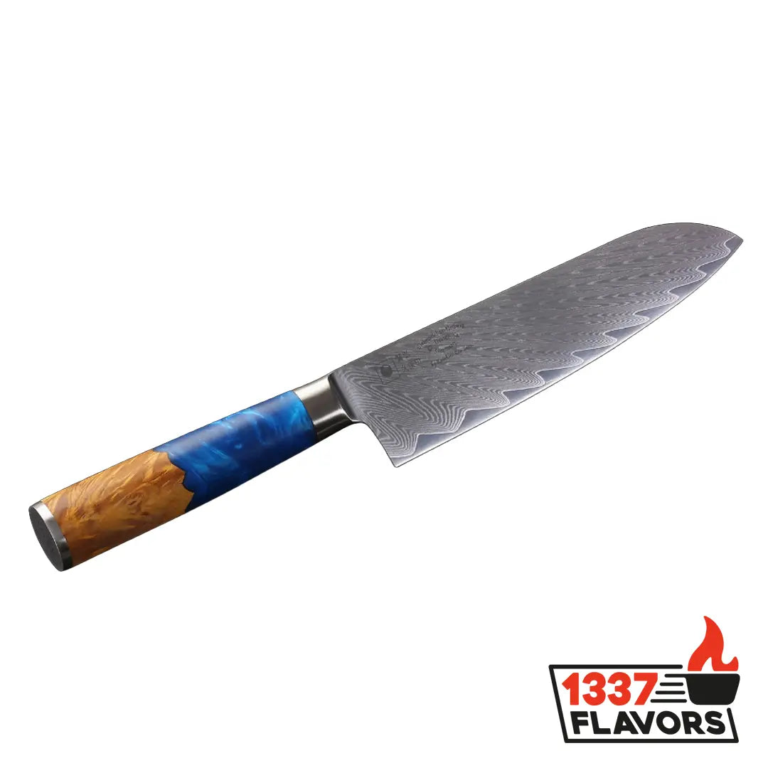 Katahiro Zen - Couteau Santoku Damas 5" - Acier Japonais VG10 67 Couches - 1337 Flavors