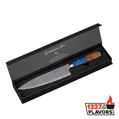 Katahiro Zen - Couteau Santoku Damas 8" - Acier Japonais VG10 67 Couches - 1337 Flavors