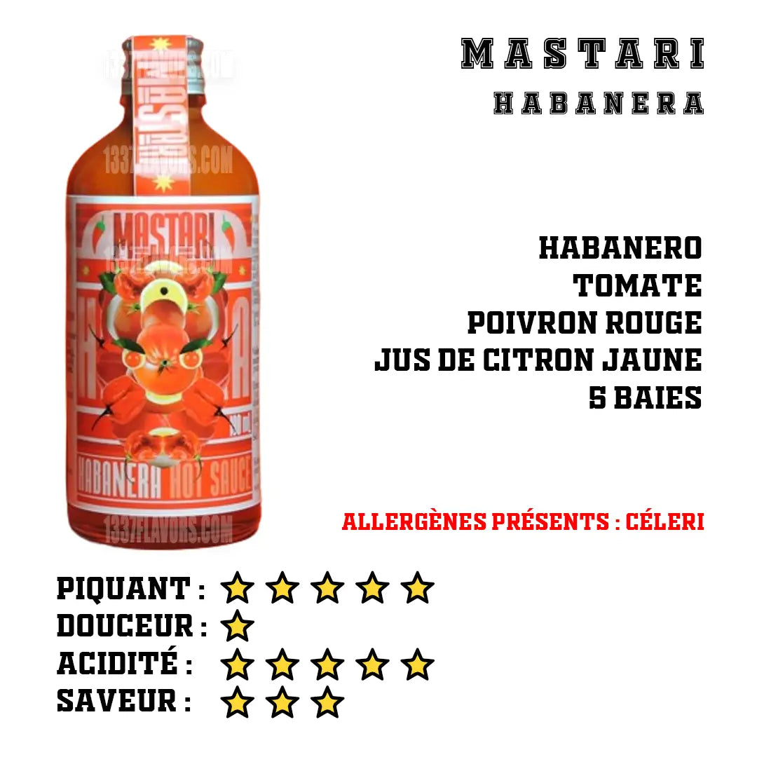 Mastari - Habanera : sauce piquante habanero & 5 baies - 1337 Flavors