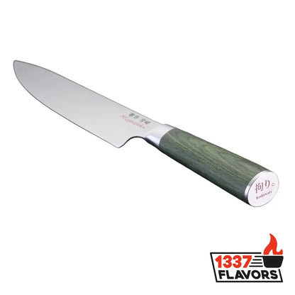 Miyazaki Kodawari - Couteau de chef 8", manche en bois de pakka vert - 1337 Flavors
