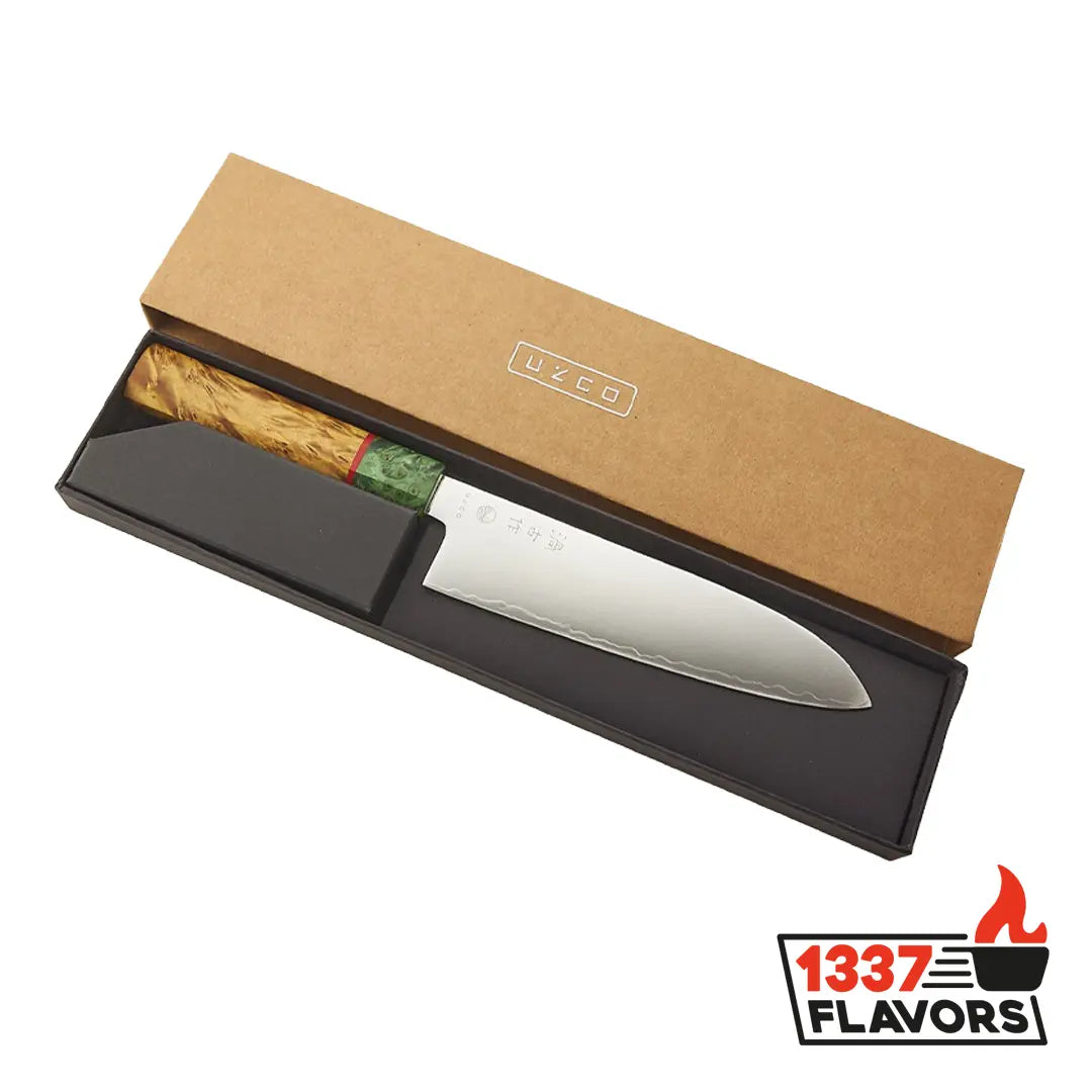 Uzco - Couteau Santoku Style Japonais Damas 17cm / 7 pouces AUTOMNE UZCO