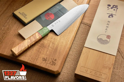 Uzco - Couteau Santoku Style Japonais Damas 17cm / 7 pouces AUTOMNE UZCO