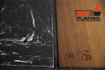 Uzco - Porte couteaux magnétique autoportant marbre & bois d'acacia UZCO