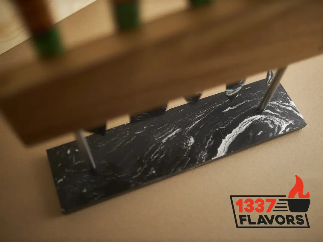 Uzco - Porte couteaux magnétique autoportant marbre & bois d'acacia UZCO