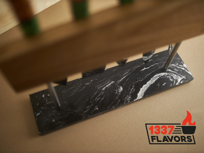 Uzco - Porte couteaux magnétique autoportant marbre & bois d'acacia