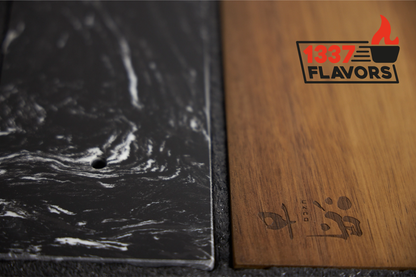 Uzco - Porte couteaux magnétique autoportant marbre & bois d'acacia